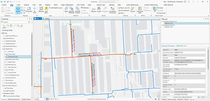 A screenshot of Enbridges combined transmission and distribution network management model